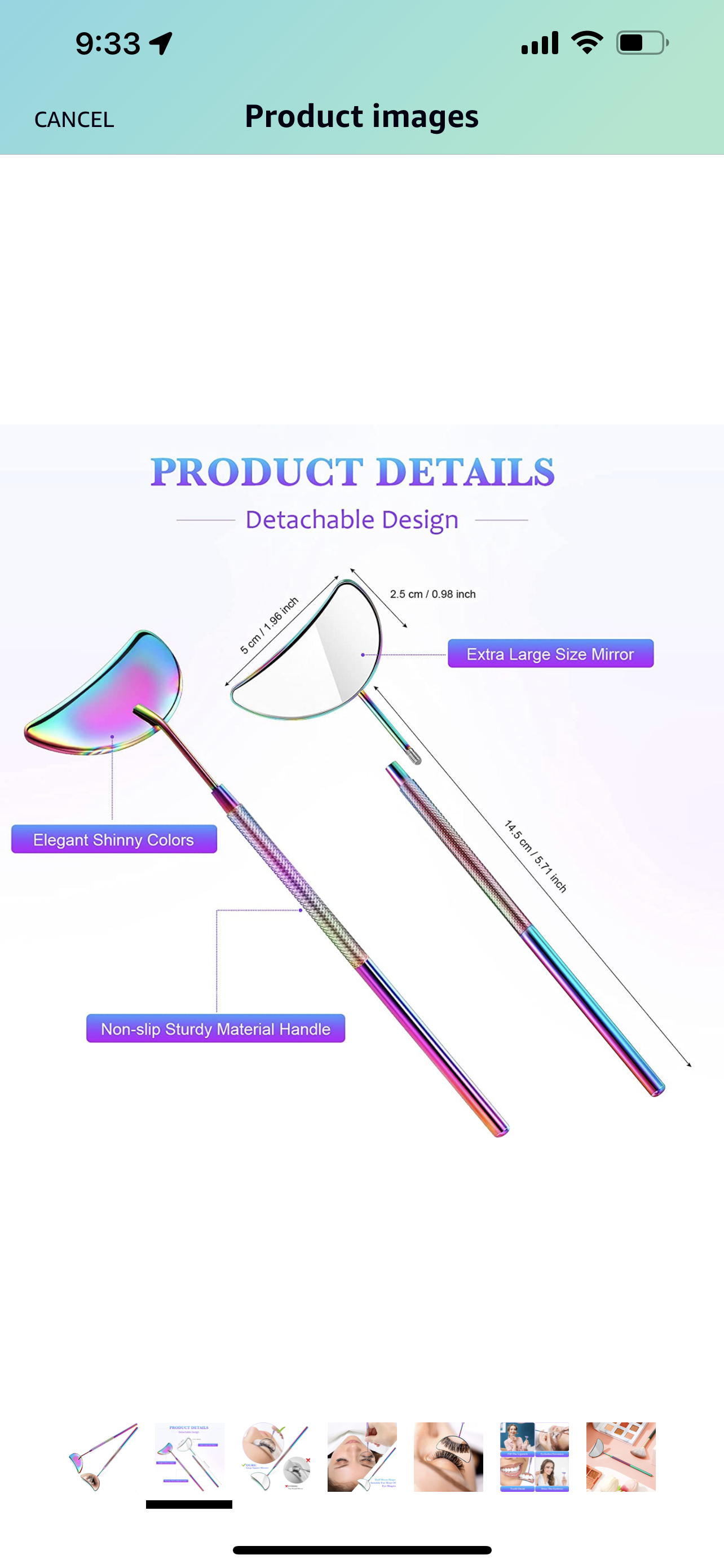 Half-moon Shape Lash Mirror Stainless Steel Eyelash Mirror