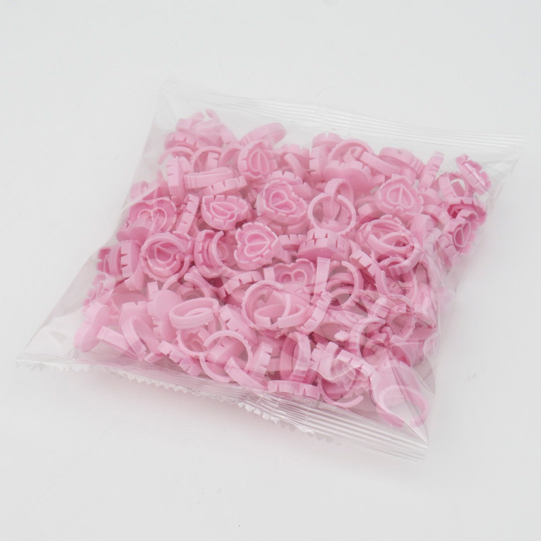 50 PCS Volume Heart Glue Rings for Lashes Fan, Lash Glue Holder Ring Cups, Eyelash Glue Ring for Lash Extension Supplies, Blossom Ring Fanning Cups for Eyelashes Supplies
